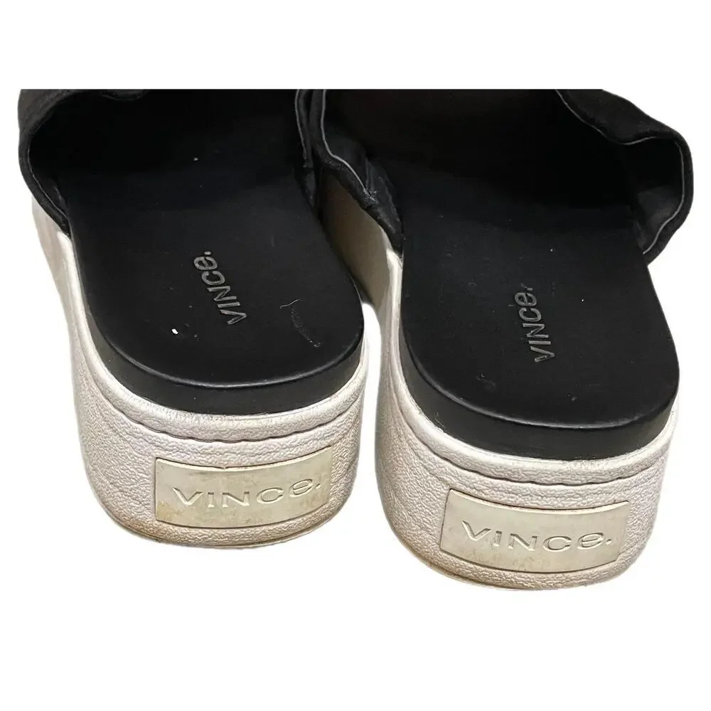 Vince Walford Black Leather Platform Slide Sandal – Size 9.5 / 39.5